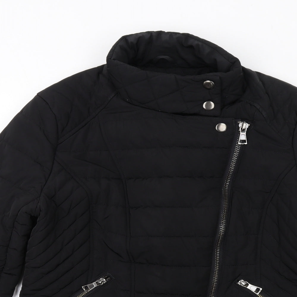 NEXT Womens Black Quilted Jacket Size 12 Zip