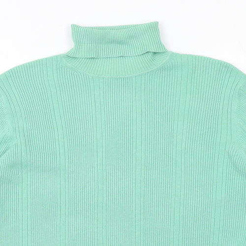 Marks and Spencer Womens Green Roll Neck Viscose Pullover Jumper Size 16