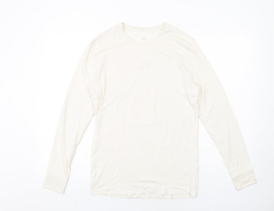 Marks and Spencer Womens Ivory Acrylic Basic T-Shirt Size M Round Neck