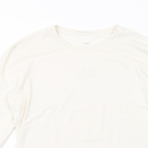 Marks and Spencer Womens Ivory Acrylic Basic T-Shirt Size M Round Neck