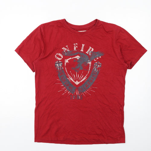 Onfire Mens Red Cotton T-Shirt Size M Round Neck