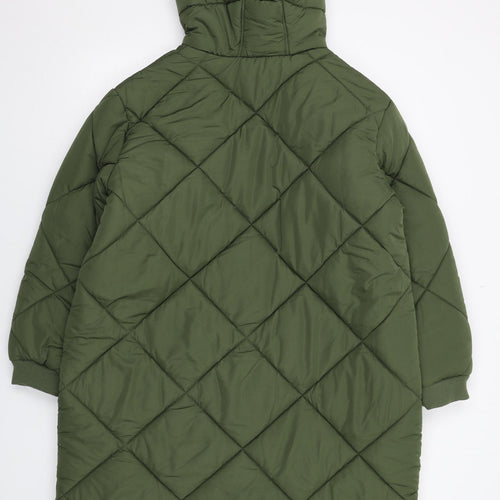 Marks and Spencer Womens Green Quilted Coat Size 16 Zip