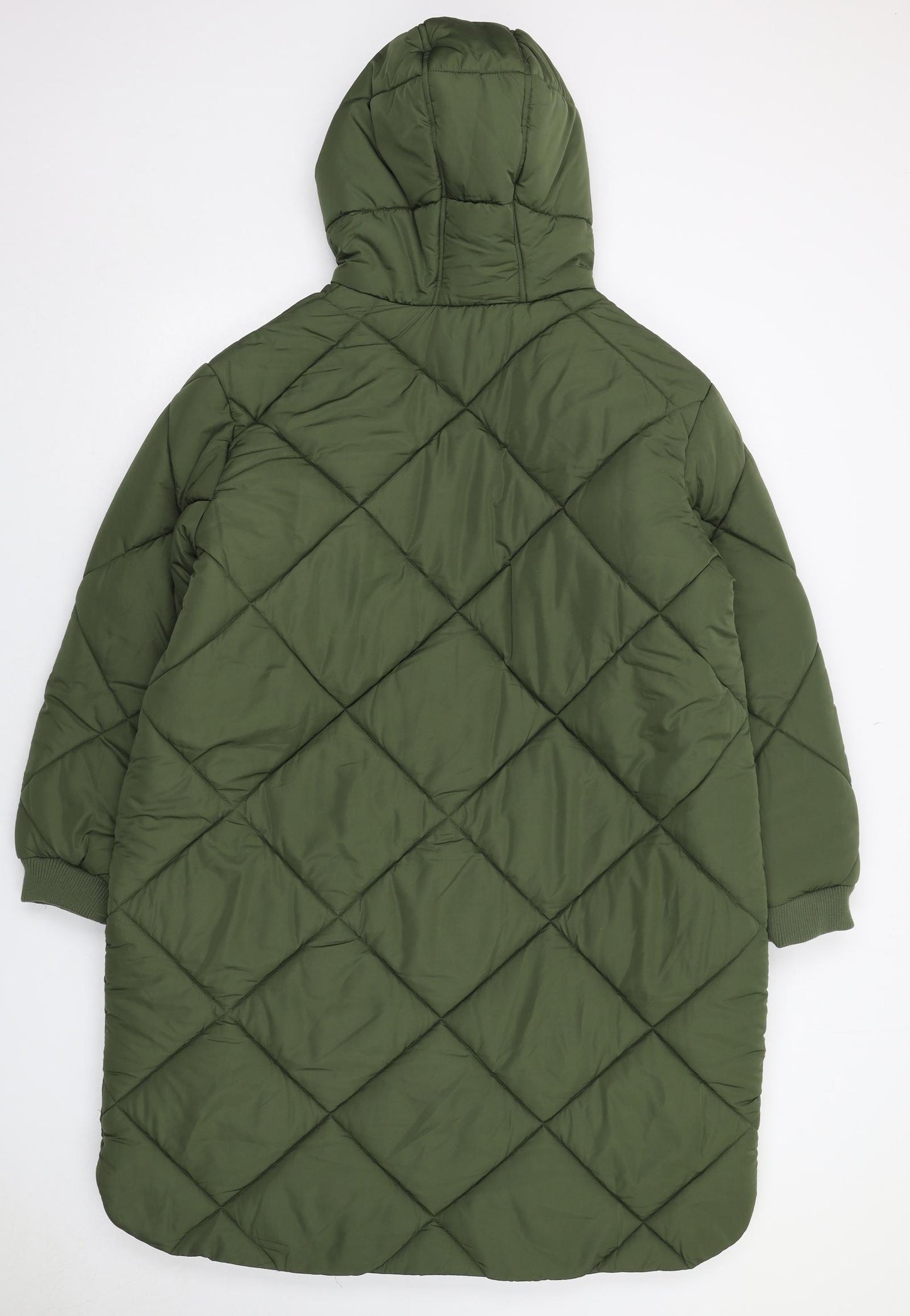 Marks and Spencer Womens Green Quilted Coat Size 16 Zip