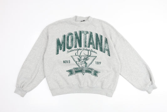Bershka Womens Grey Cotton Pullover Sweatshirt Size M Pullover - Montana