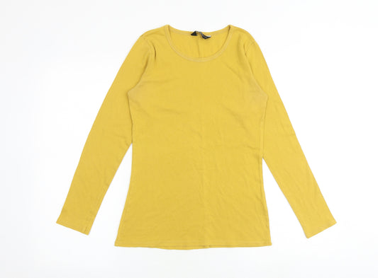 Dorothy Perkins Womens Yellow 100% Cotton Basic T-Shirt Size 12 Round Neck