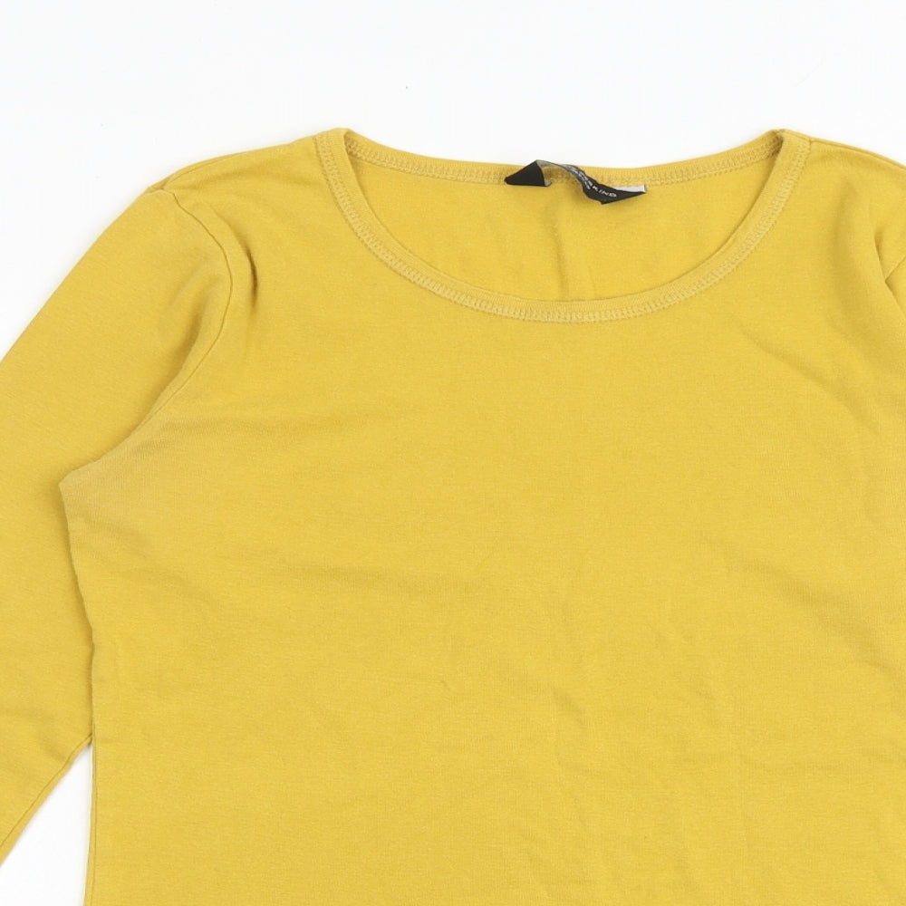 Dorothy Perkins Womens Yellow 100% Cotton Basic T-Shirt Size 12 Round Neck