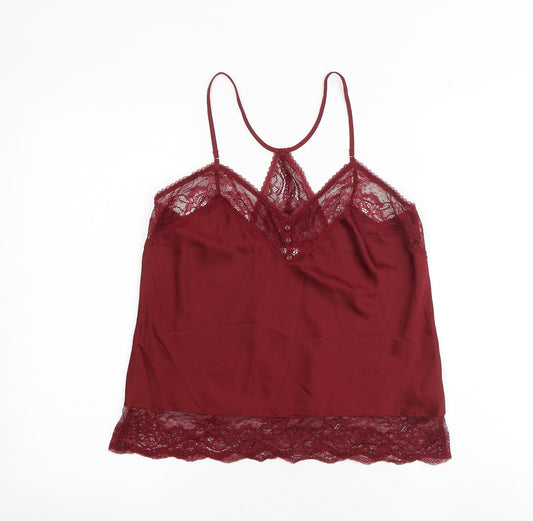 Nine Savannah Miller Womens Red Polyester Camisole Tank Size 12 V-Neck - Lace Details