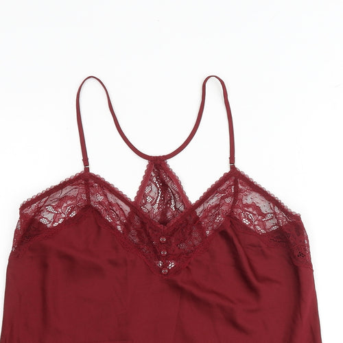 Nine Savannah Miller Womens Red Polyester Camisole Tank Size 12 V-Neck - Lace Details