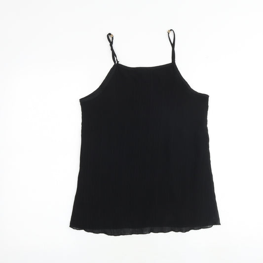 New Look Womens Black Polyester Basic Tank Size 10 Round Neck