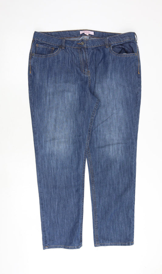 Simply Be Womens Blue Cotton Straight Jeans Size 18 Regular Zip