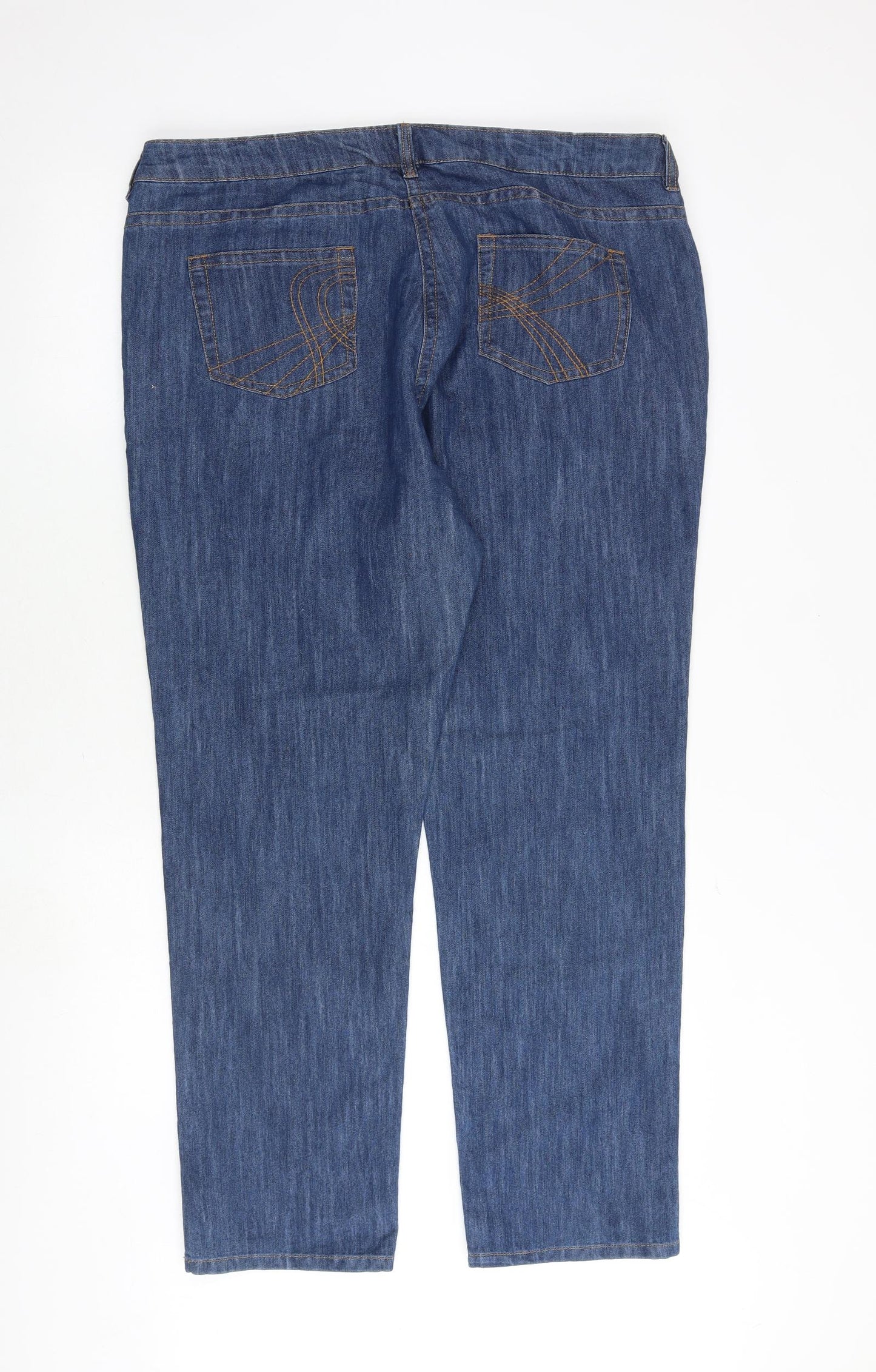 Simply Be Womens Blue Cotton Straight Jeans Size 18 Regular Zip