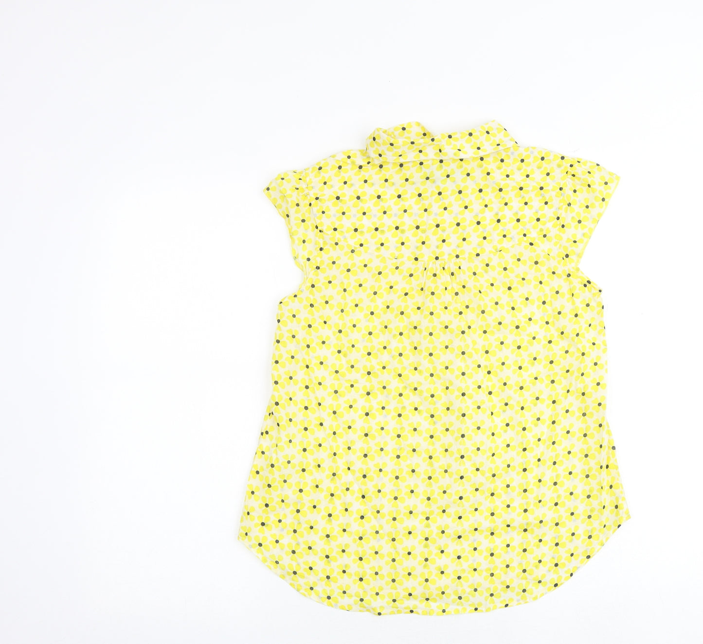 Dickins & Jones Womens Yellow Floral 100% Cotton Basic Tank Size 8 Collared