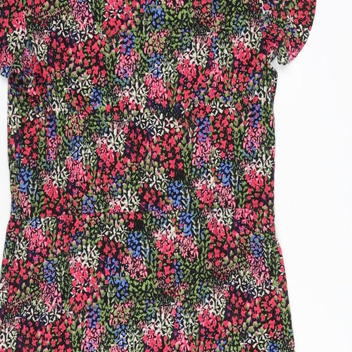 NEXT Womens Multicoloured Floral Viscose Sheath Size 14 V-Neck Pullover
