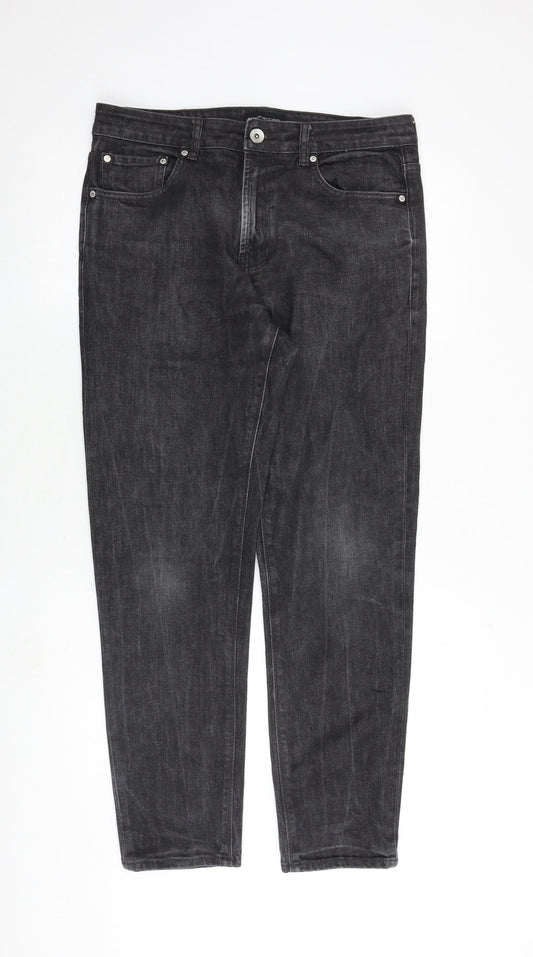 Red Herring Mens Grey Cotton Straight Jeans Size 32 in Regular Zip