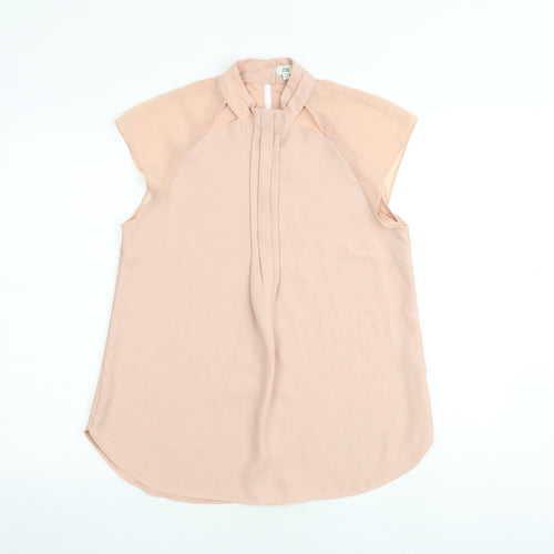 River Island Womens Pink Polyester Basic Blouse Size 12 Mock Neck