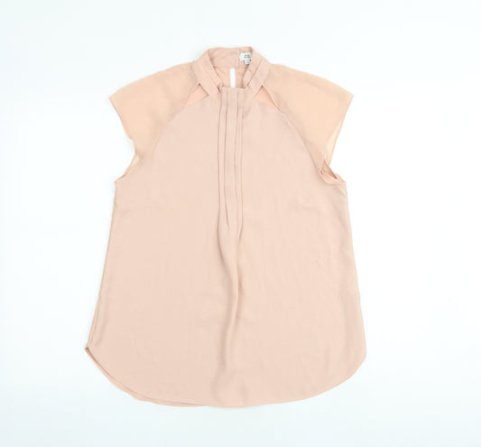 River Island Womens Pink Polyester Basic Blouse Size 12 Mock Neck