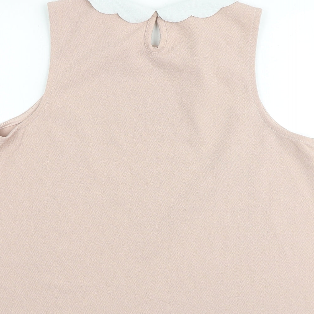 New Look Womens Pink Polyester Basic Tank Size 14 Collared