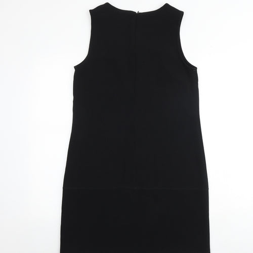 Wallis Womens Black Polyester Shift Size 10 Round Neck Zip
