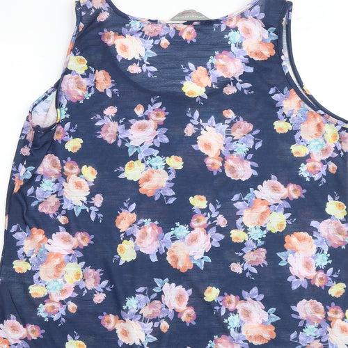 Dorothy Perkins Womens Multicoloured Floral Polyester Basic Tank Size 16 Scoop Neck
