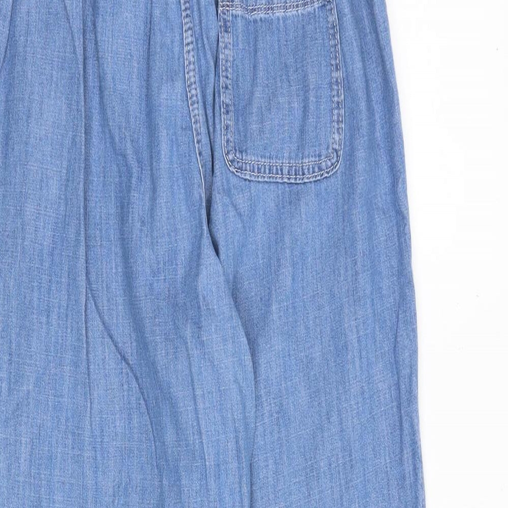 Marks and Spencer Womens Blue Cotton Straight Jeans Size 10 Regular Zip - Belted