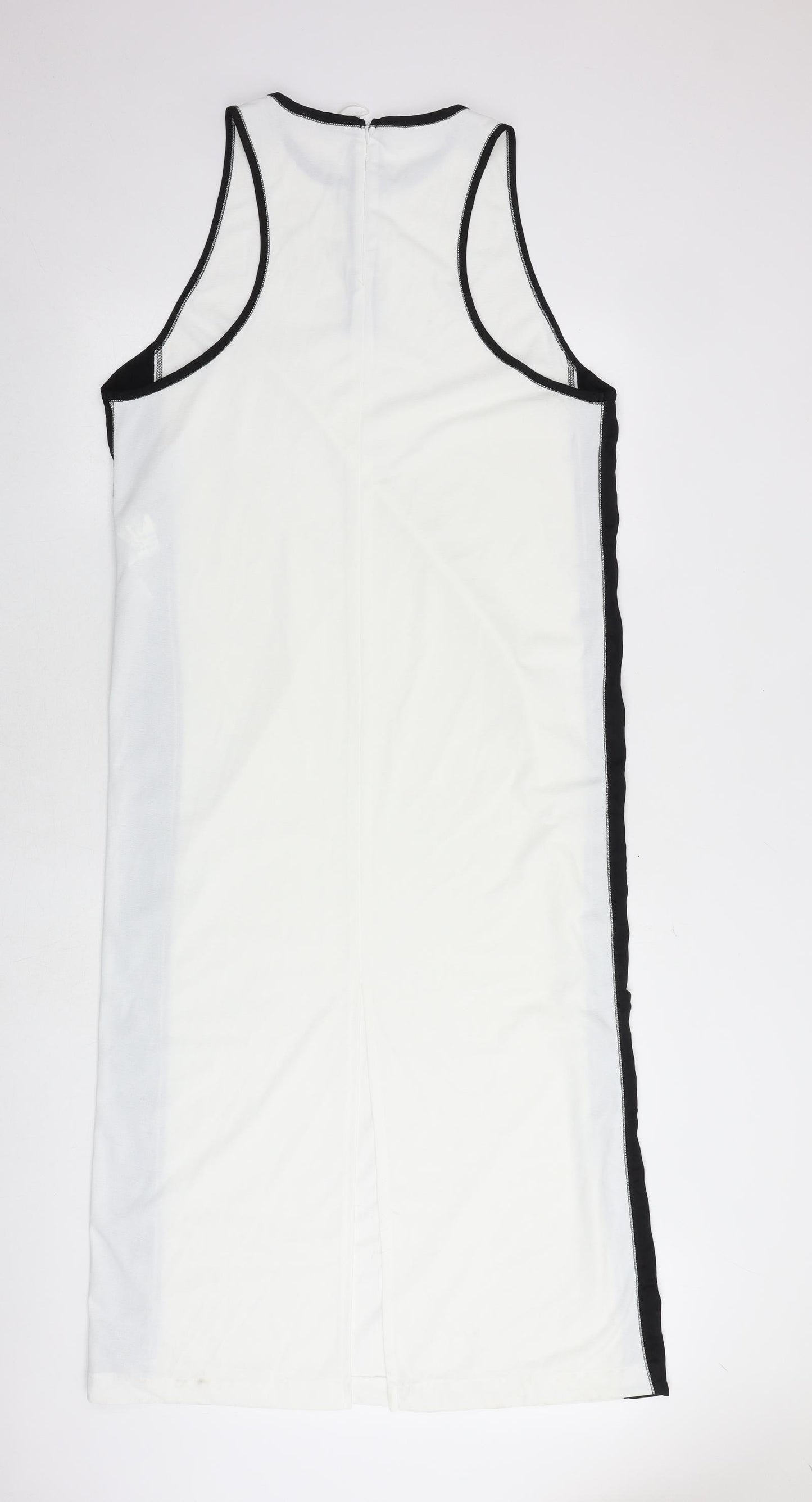 Zara Womens White Colourblock Polyester A-Line Size L Round Neck Zip