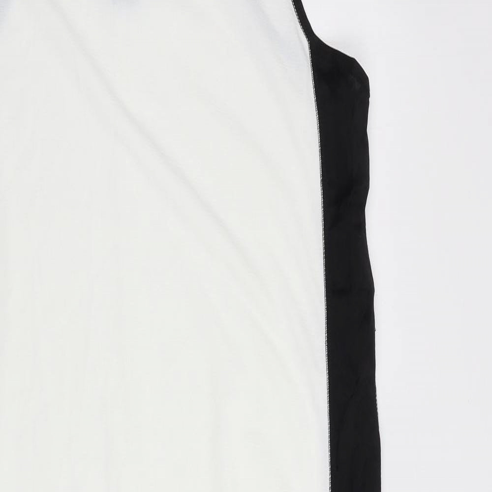 Zara Womens White Colourblock Polyester A-Line Size L Round Neck Zip