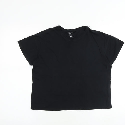 New Look Girls Black 100% Cotton Basic T-Shirt Size 14-15 Years Round Neck Pullover