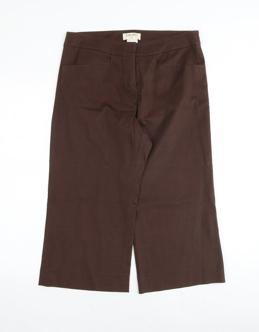 Kaliko Womens Brown Cotton Trousers Size 12 Regular Zip