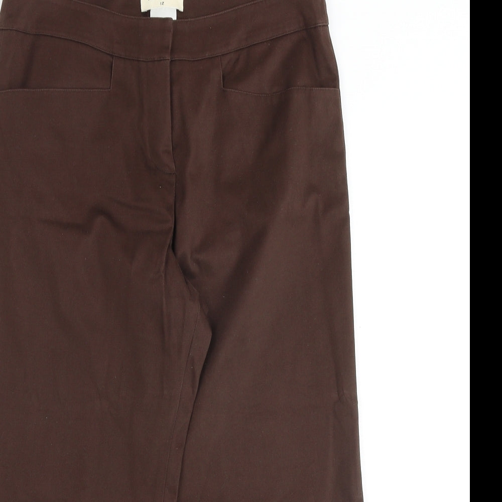 Kaliko Womens Brown Cotton Trousers Size 12 Regular Zip