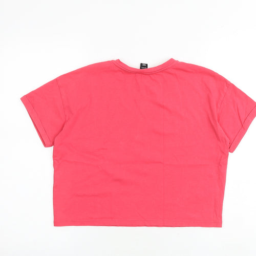 New Look Girls Pink 100% Cotton Basic T-Shirt Size 14-15 Years Round Neck Pullover - Be Kind Be Happy