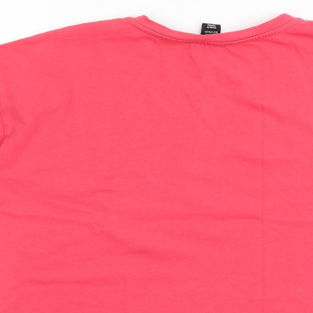 New Look Girls Pink 100% Cotton Basic T-Shirt Size 14-15 Years Round Neck Pullover - Be Kind Be Happy