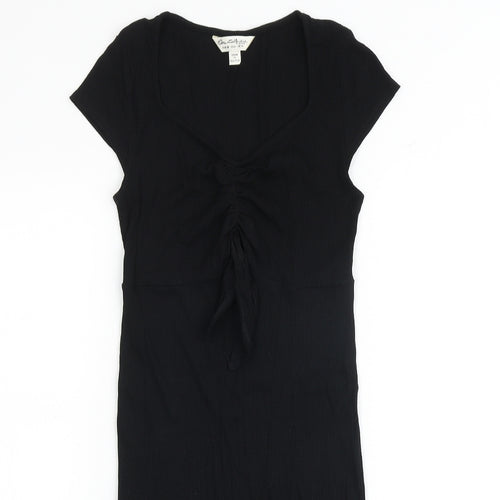 Miss Selfridge Womens Black Polyester A-Line Size 10 V-Neck Pullover