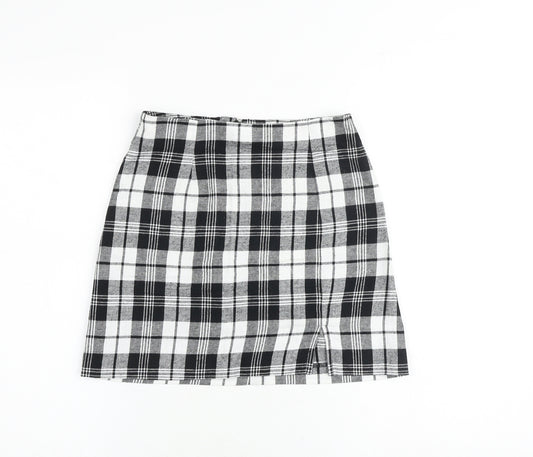 ASOS Womens Multicoloured Plaid Cotton A-Line Skirt Size 4 Zip
