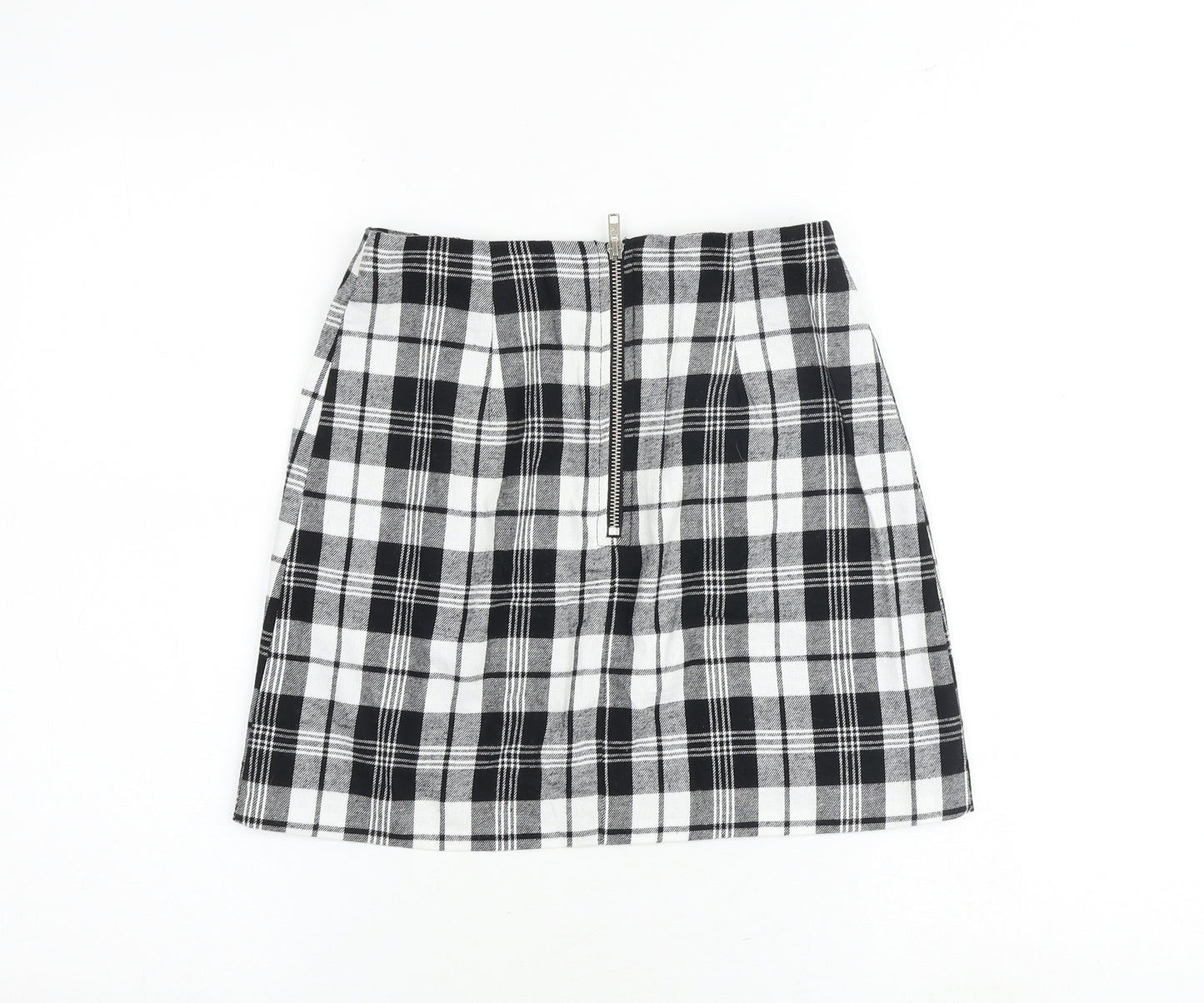 ASOS Womens Multicoloured Plaid Cotton A-Line Skirt Size 4 Zip