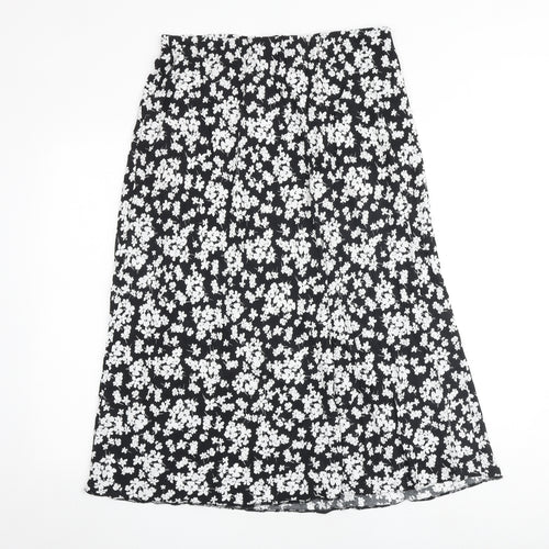 New Look Womens Black Floral Viscose A-Line Skirt Size 16