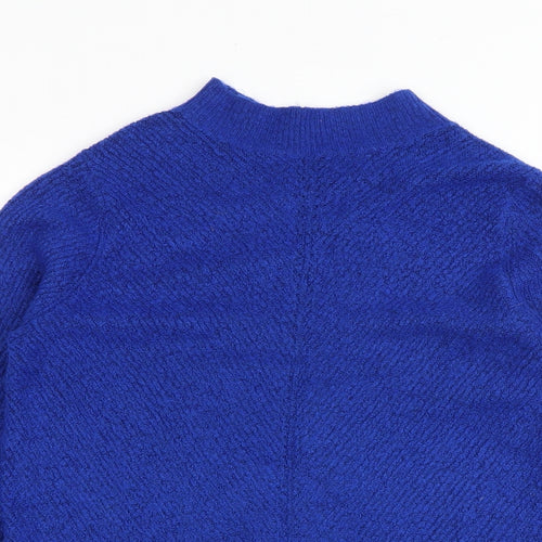 M&Co Womens Blue Mock Neck Acrylic Pullover Jumper Size 12
