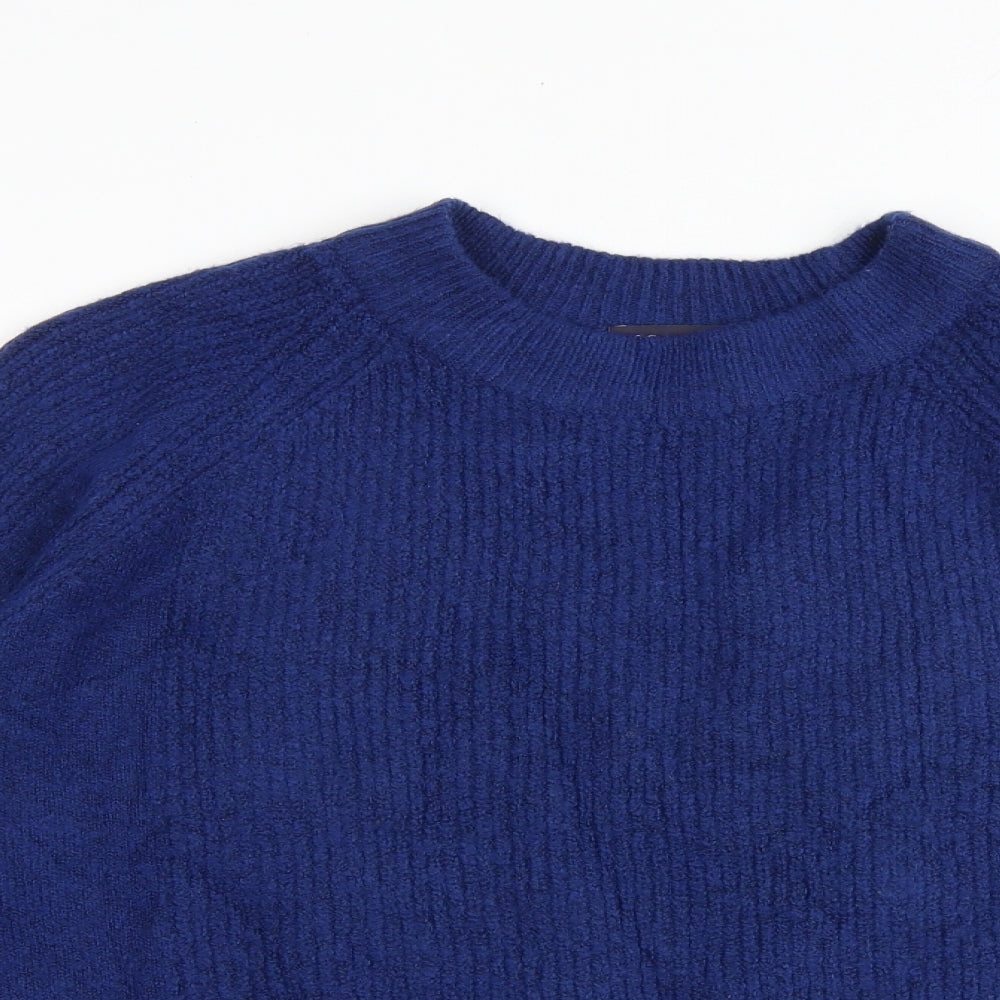 Marks and Spencer Womens Blue Round Neck Acrylic Pullover Jumper Size L