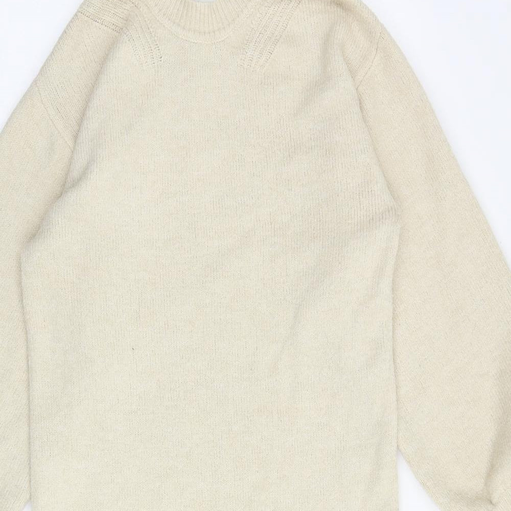 ASOS Womens Beige Acrylic Jumper Dress Size 8 Round Neck Pullover