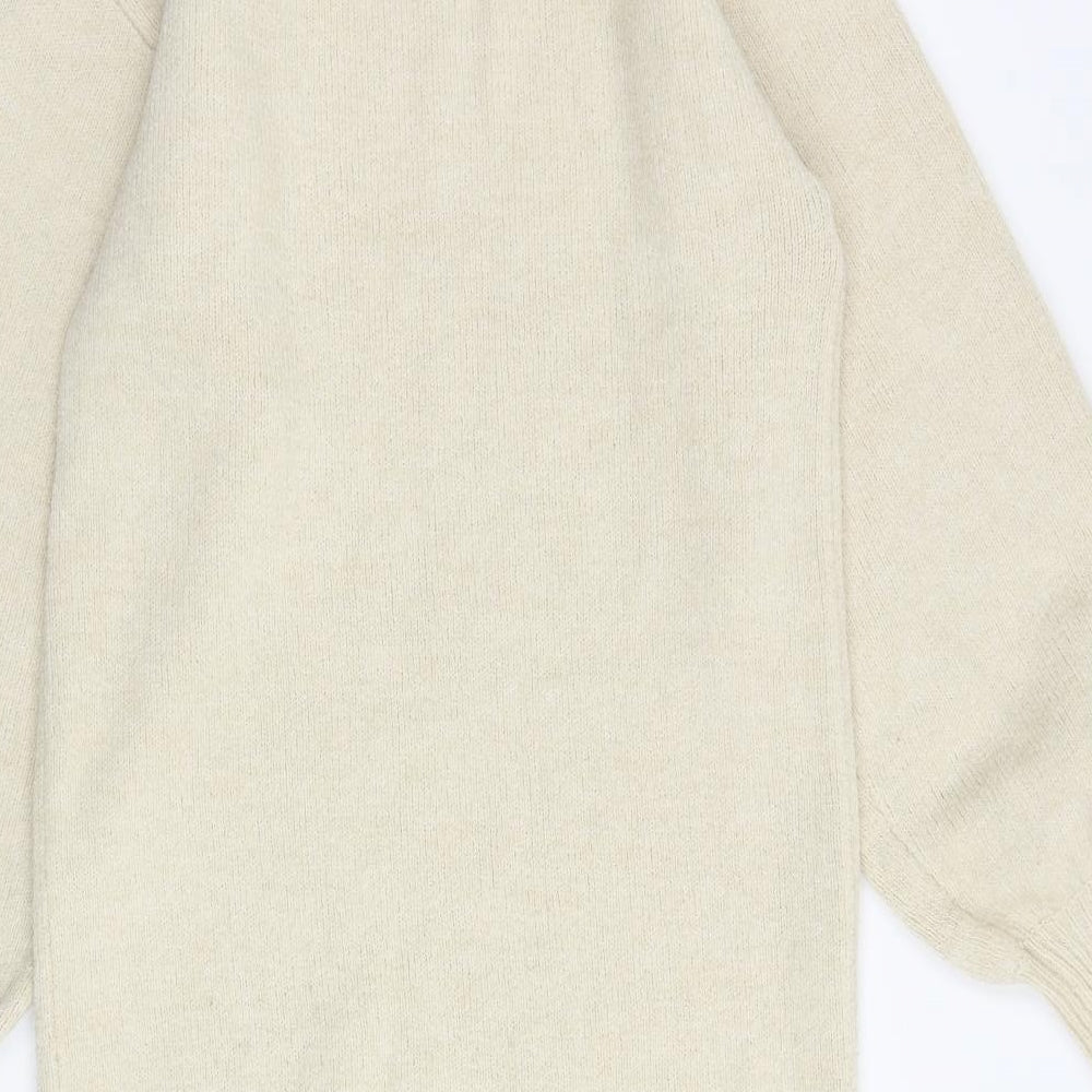 ASOS Womens Beige Acrylic Jumper Dress Size 8 Round Neck Pullover