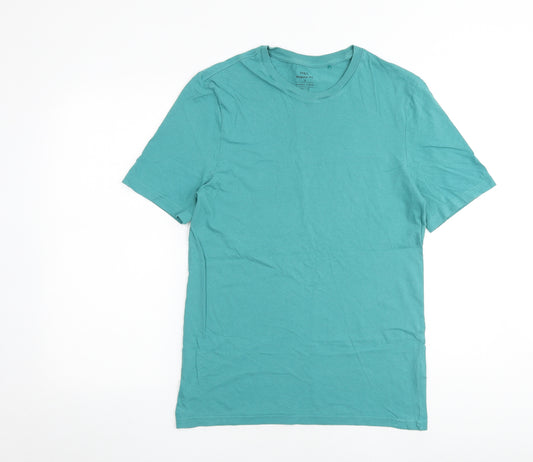 Marks and Spencer Mens Green Cotton T-Shirt Size S Round Neck