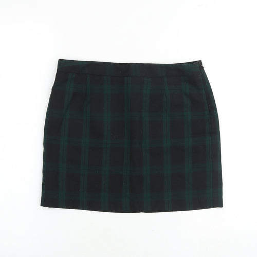 Gap Womens Green Plaid Polyester Mini Skirt Size 30 in Zip