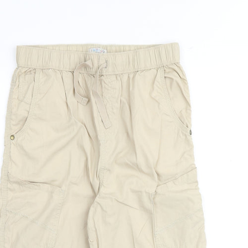 Indigo Girls Beige 100% Cotton Bermuda Shorts Size 14 Years Regular Drawstring