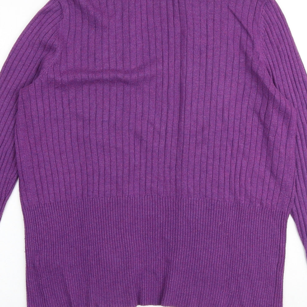 Classic Womens Purple V-Neck Viscose Cardigan Jumper Size 12