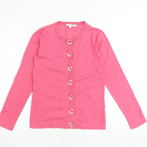 Boden Womens Pink Round Neck Cotton Cardigan Jumper Size 8