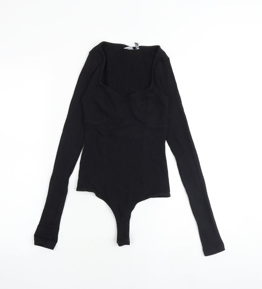 ASOS Womens Black Cotton Bodysuit One-Piece Size 6 Snap