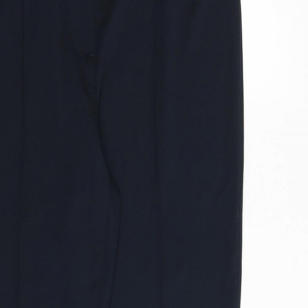 Marks and Spencer Womens Black Viscose Trousers Size 12 Regular Zip