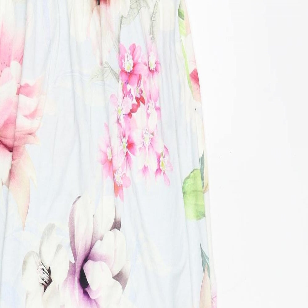 Lipsy Womens Multicoloured Floral Viscose Maxi Size 12 Square Neck Pullover - Strapless