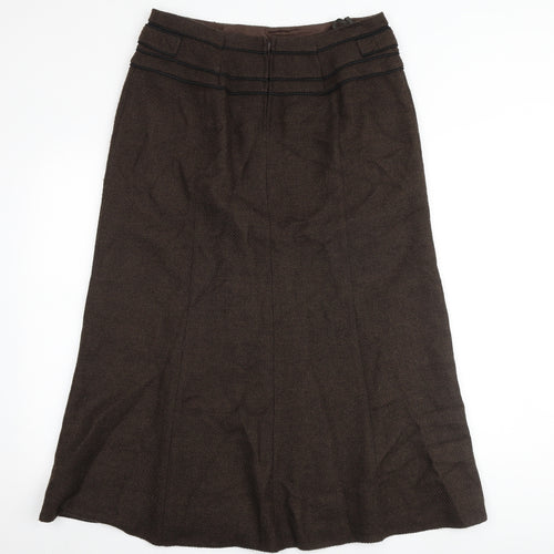 Steilmann Womens Brown Acrylic Swing Skirt Size 18 Zip