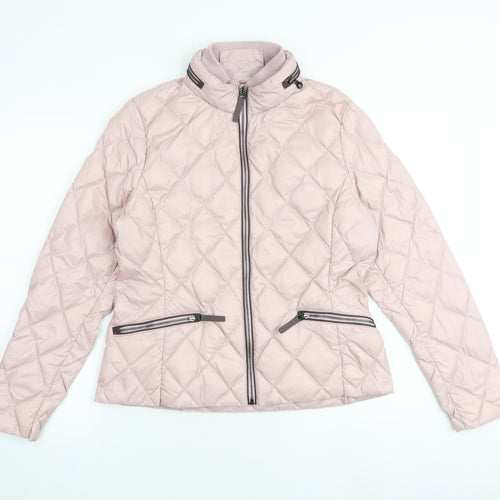 Marks and Spencer Womens Pink Quilted Jacket Size 12 Zip