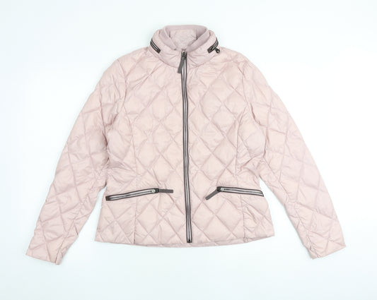 Marks and Spencer Womens Pink Quilted Jacket Size 12 Zip